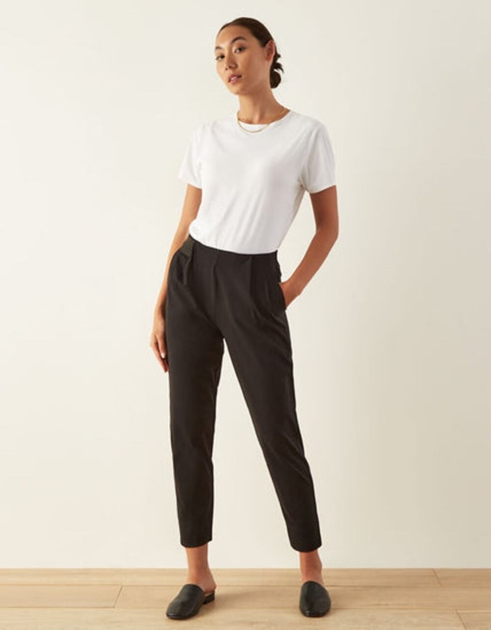 ADAY Turn It Up Trouser Pants Womens Size XS Black High Waisted Pleated Tapered